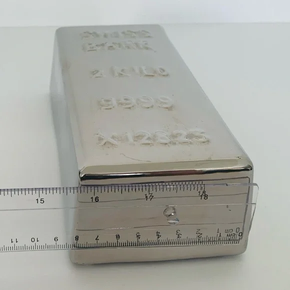 Silver Brick Piggy Bank - Picture 2 of 8